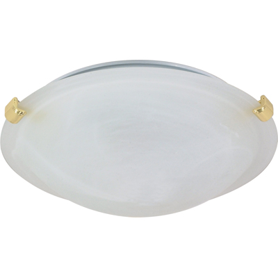 Nuvo Lighting 60/275  2 Light - 16" - Flush Mount - Tri-Clip with Alabaster Glass in Polished Brass Finish